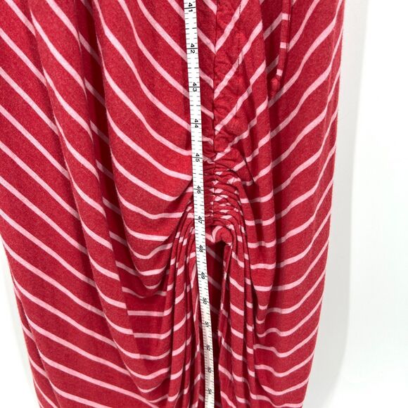 Athleta Pink Striped Dress Scoop Neck Adjustable Side Ruching Slit Maxi Size XXS - Picture 7 of 9